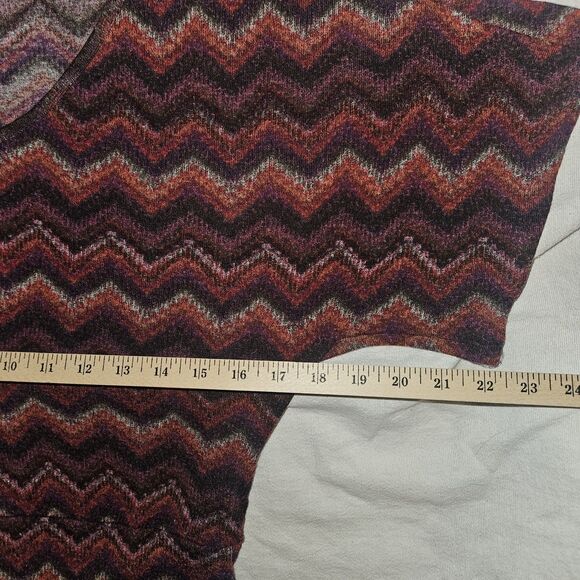 Self Esteem Sz SM Y2k Chevron Top Wide Sleeve Flowy Blouse Burgundy Neutral Boho - Picture 6 of 8